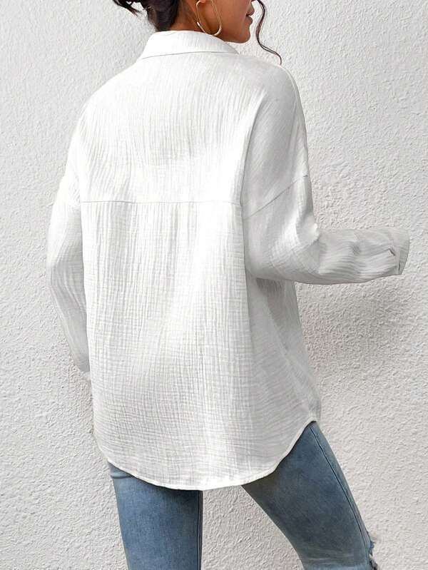 Melba Lane – lightweight cotton gauze button-up shirt, side view, AU women's sizes