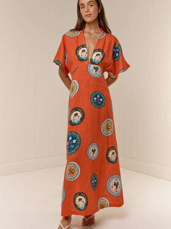 Melba Lane – linen floral collared maxi dress, additional view 11, AU women's sizes