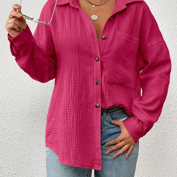 Melba Lane – lightweight cotton gauze button-up shirt, full length view, AU women's sizes