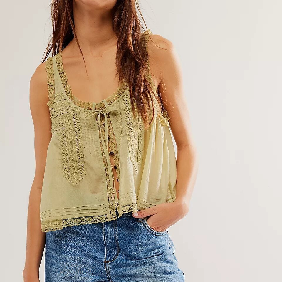 Luna Lace Tie-Front Cami Top