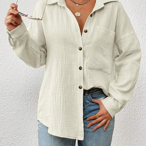 Melba Lane – lightweight cotton gauze button-up shirt, back view, AU women's sizes