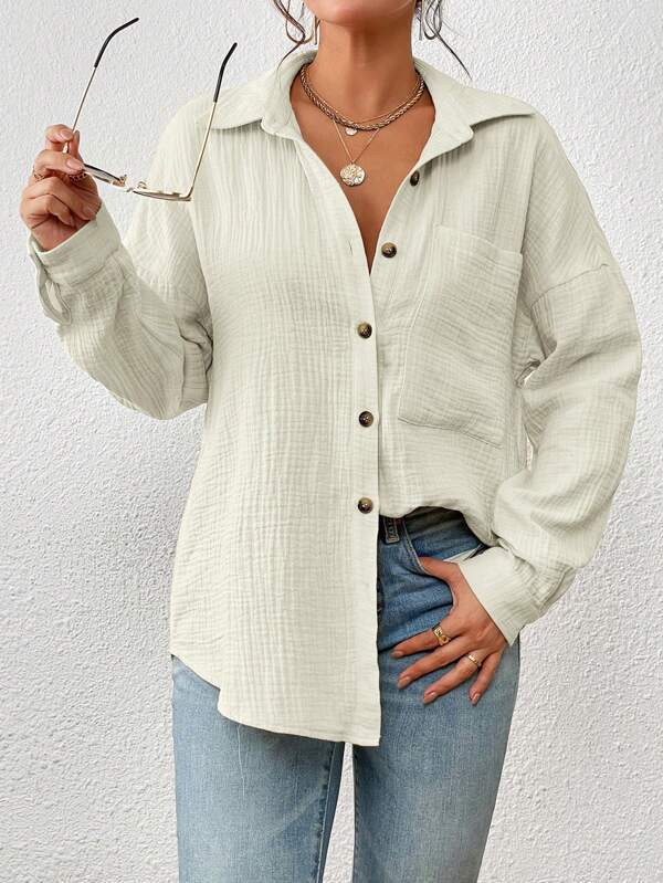 Melba Lane – lightweight cotton gauze button-up shirt, back view, AU women's sizes