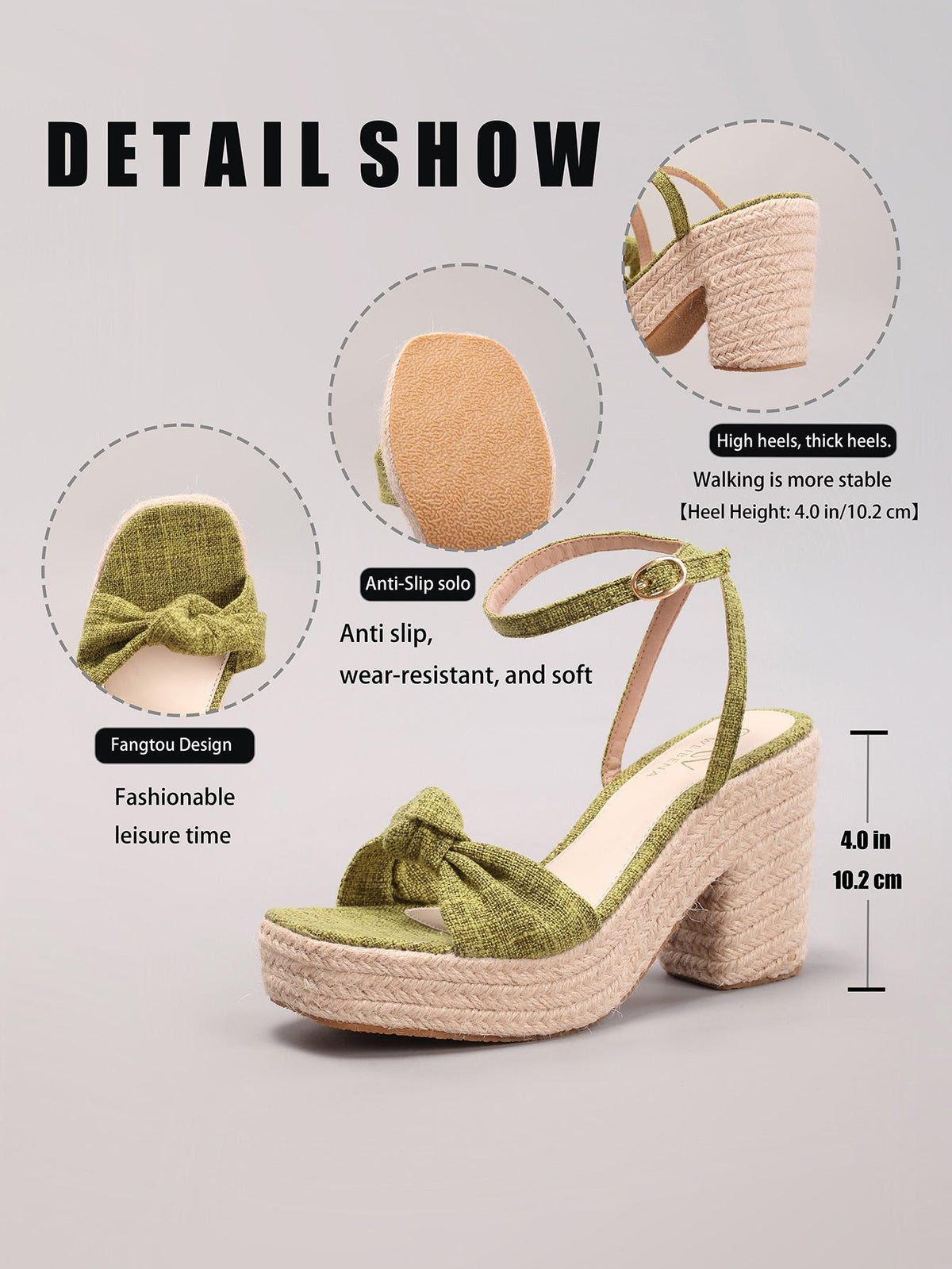 Melba Lane – Knotted Bow Espadrille Wedge Sandals, detail view, AU women's sizes