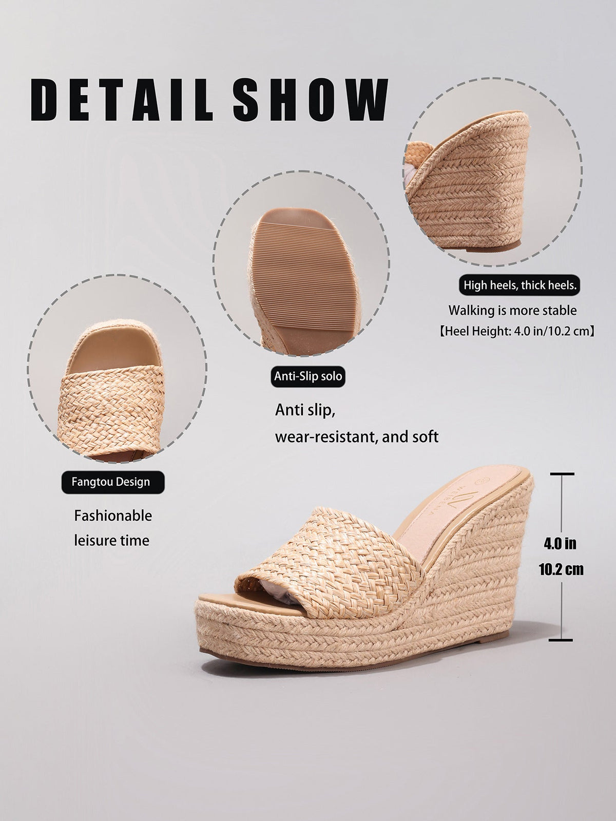 Melba Lane – Woven Straw Platform Mule Sandals, back view, AU women's sizes