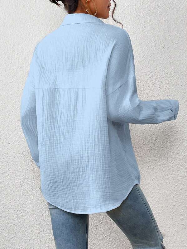Melba Lane – lightweight cotton gauze button-up shirt, close-up view, AU women's sizes