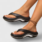 Melba Lane – black cushioned arch-support thong sandals worn on foot, AU women's sizes