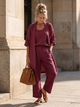 Melba Lane – Telluride burgundy three-piece duster pant set, full front view, AU women's sizes