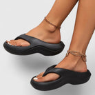 Melba Lane – black thong slide sandals with grooved platform tread, AU women's sizes