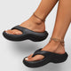 Melba Lane – black thong slide sandals with grooved platform tread, AU women's sizes