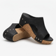 Melba Lane – black studded cork wedge slide sandals angled pair, AU women's sizes