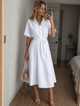 Melba Lane – Charmouth white eyelet button-front midi shirt dress, full front view, AU women's sizes