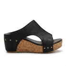 Melba Lane – black cork wedge slide sandals vamp and stud detail, AU women's sizes