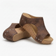 Melba Lane – brown studded cork wedge slide sandals angled pair, AU women's sizes