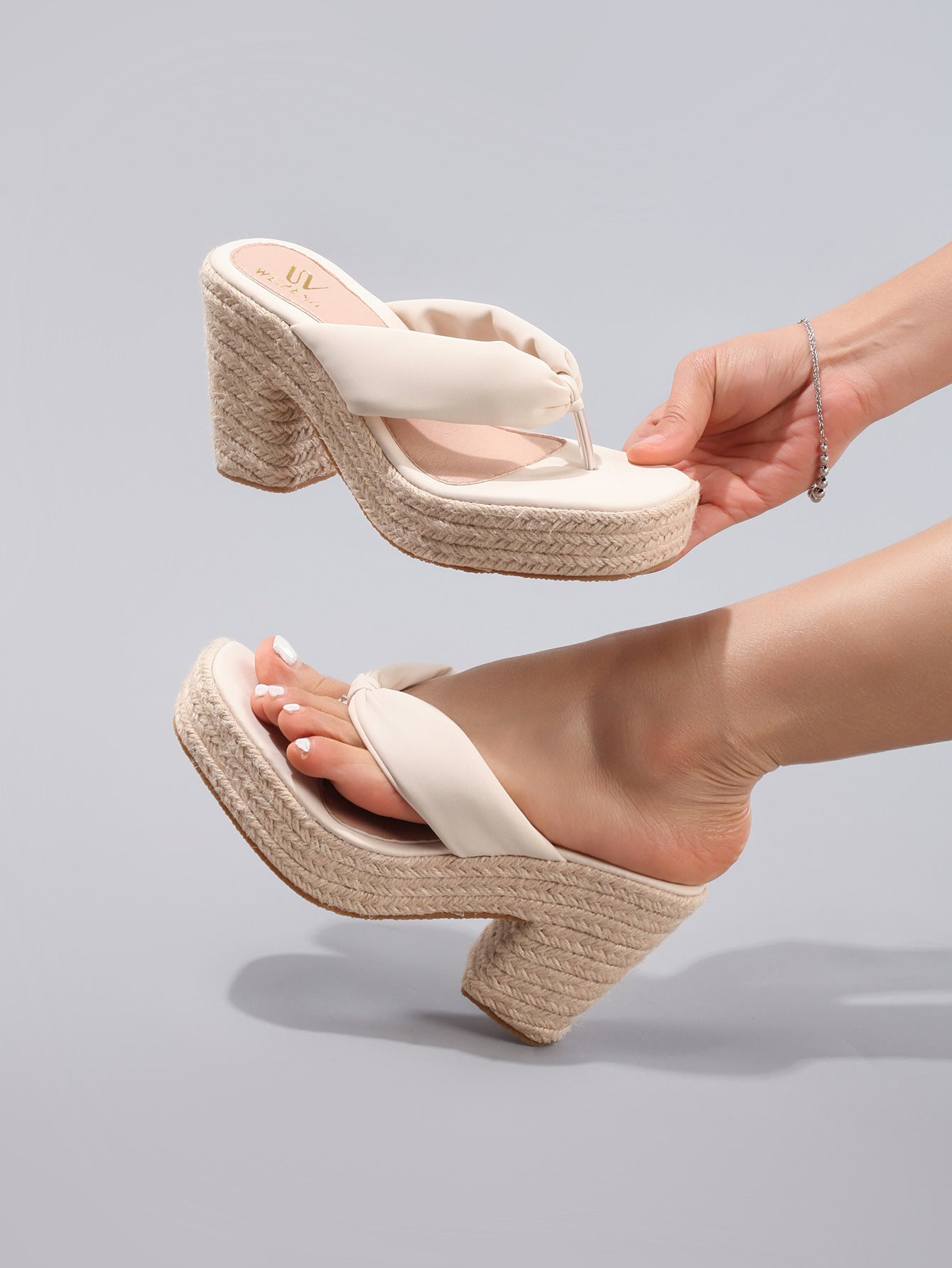 Melba Lane – Padded Thong Platform Wedge Sandals, front view, AU women's sizes