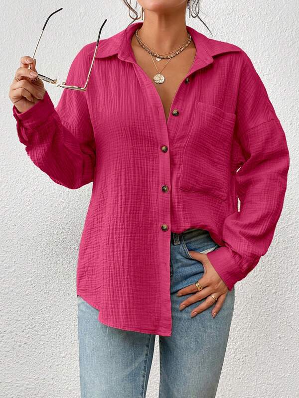 Melba Lane – lightweight cotton gauze button-up shirt, full length view, AU women's sizes