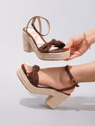 Melba Lane – Knotted Bow Espadrille Wedge Sandals, close-up view, AU women's sizes