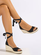 Melba Lane – ankle-tie espadrille wedge sandals, styled view, AU women's sizes