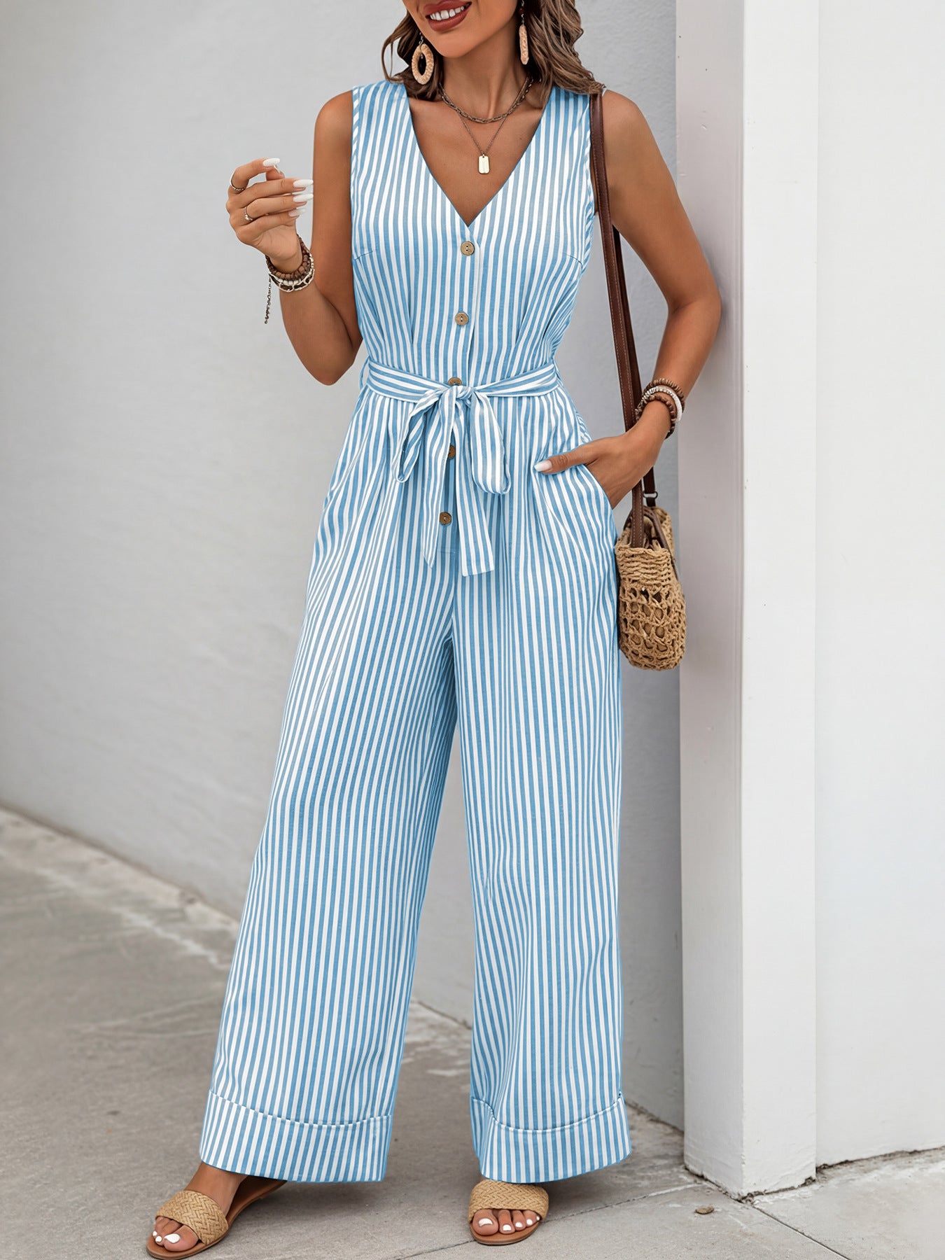 Midhurst Striped Sleeveless Jumpsuit