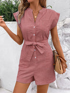 Nancy Relaxed Fit Belted Summer Romper