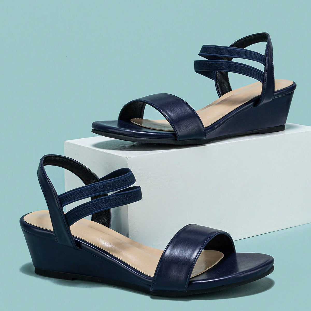 Melba Lane – double strap low wedge sandals, back view, AU women's sizes