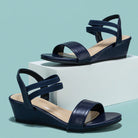 Melba Lane – double strap low wedge sandals, back view, AU women's sizes