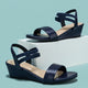 Melba Lane – double strap low wedge sandals, back view, AU women's sizes