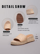 Melba Lane – raffia woven low wedge slide sandals, detail view, AU women's sizes
