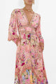 Melba Lane – floral chiffon puff sleeve maxi dress, detail view, AU women's sizes