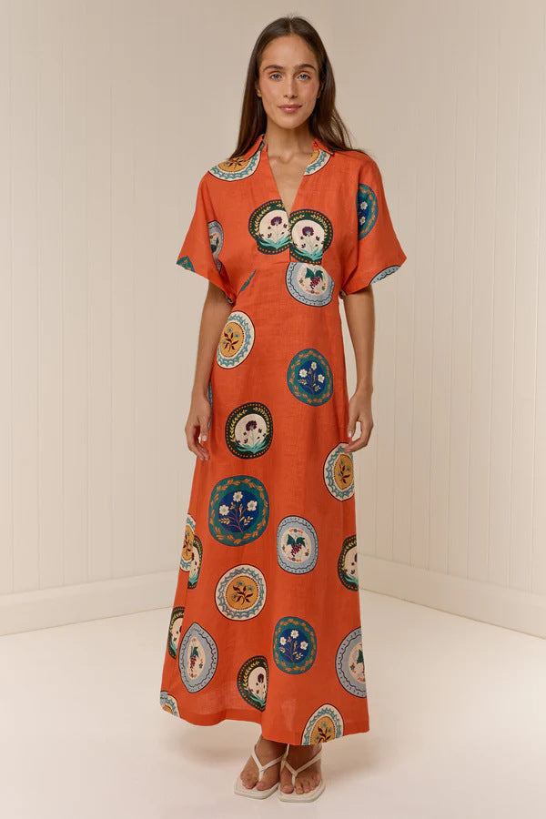 Melba Lane – linen floral collared maxi dress, additional view 12, AU women's sizes