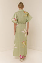 Melba Lane – linen floral collared maxi dress, styled view, AU women's sizes