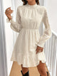 Melba Lane – Cream Textured Chiffon A-Line Dress Fabric and Ruffle Hem Detail, AU women's sizes
