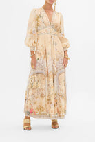 Melba Lane – floral chiffon puff sleeve maxi dress, front view, AU women's sizes