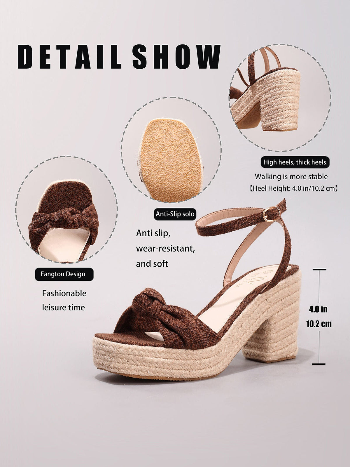 Melba Lane – Knotted Bow Espadrille Wedge Sandals, angled view, AU women's sizes