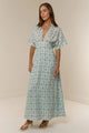 Melba Lane – linen floral collared maxi dress, fabric detail, AU women's sizes