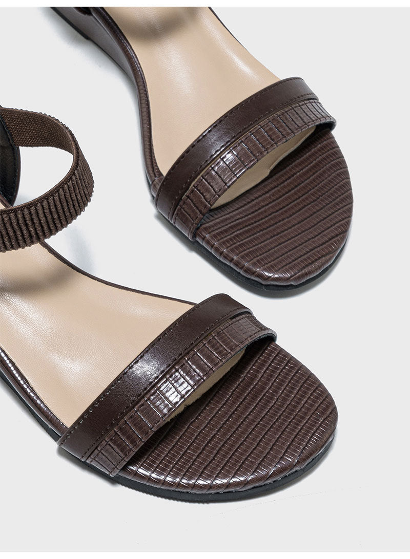 Melba Lane – textured strap low wedge sandals, worn view, AU women's sizes