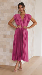 Valencia Pleated Flowy Midi Dress