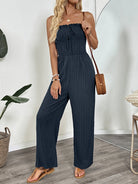 Cheryl Strapless Smocked Wide Leg Jumpsuit