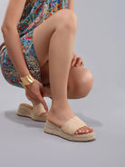 Melba Lane – raffia woven low wedge slide sandals, side view, AU women's sizes