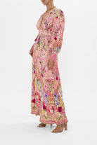 Melba Lane – floral chiffon puff sleeve maxi dress, close-up view, AU women's sizes