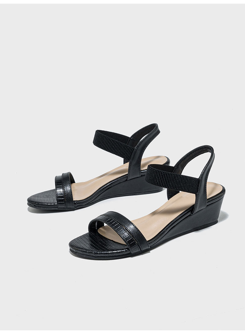Melba Lane – textured strap low wedge sandals, styled view, AU women's sizes