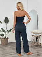 Cheryl Strapless Smocked Wide Leg Jumpsuit