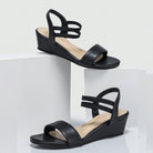 Melba Lane – double strap low wedge sandals, fabric detail, AU women's sizes