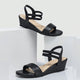 Melba Lane – double strap low wedge sandals, fabric detail, AU women's sizes