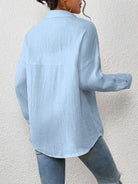 Melba Lane – lightweight cotton gauze button-up shirt, close-up view, AU women's sizes