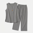 Melba Lane – Sperlonga gray sleeveless top and wide-leg pants flat lay, AU women's sizes