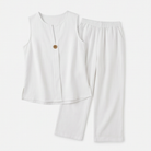 Melba Lane – Sperlonga white sleeveless top and wide-leg pants flat lay, AU women's sizes