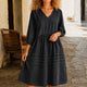 Melba Lane – Zante Charcoal Black chambray denim midi dress, front view, AU women’s sizes