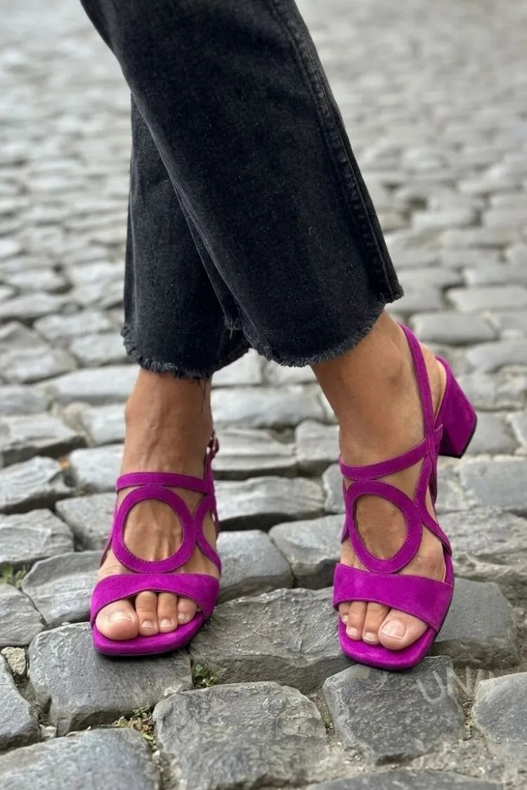 Melba Lane – deep teal ring-cutout block heel sandals with ankle strap, AU women's sizes