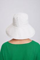Melba Lane – Tossa hemp beige wide-brim bucket sun hat from the back, showing full neck coverage