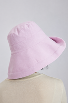 Melba Lane – Tossa pink wide-brim bucket sun hat photographed from the back, showing the depth of the brim at the neck